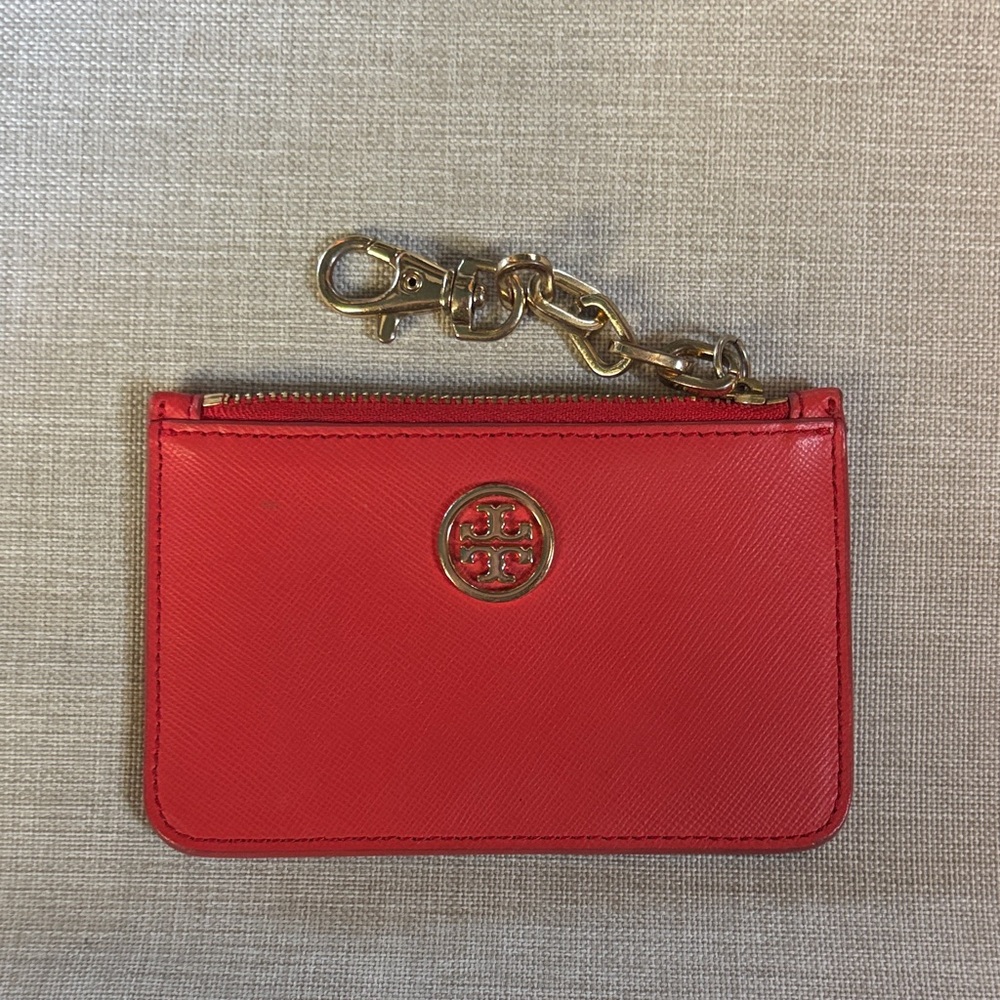 Tory Burch Red Keychain Card Holder only used once. It was a gift.